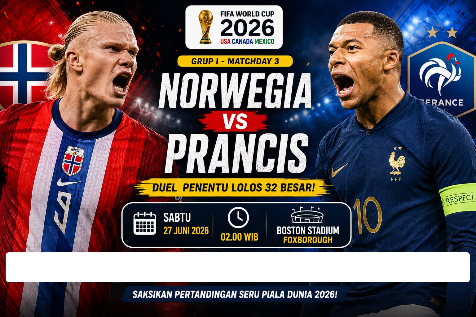 LINK LIVE STREAMING Norwegia vs Prancis di Piala Dunia 2026